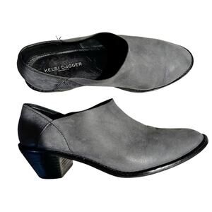 Kelsi Dagger Brooklyn Emma Leather Shooties Pointed Toe Booties Grey Blue 8.5